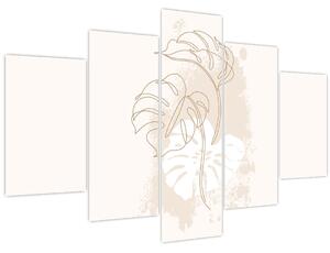Kép - Line art monstera N⁰1 (150x105 cm)