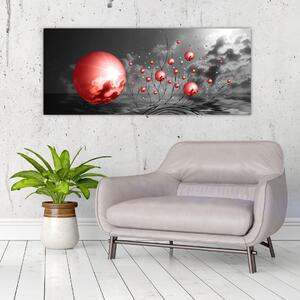 Piros gömbök képe (120x50 cm)