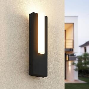 Lucande LED kültéri fali világítás Virgalia, 31cm, antracit, IP65, Fekete, Alumínium, Modern