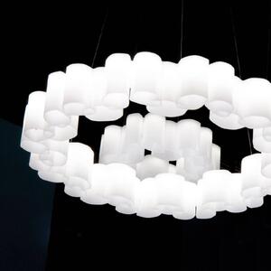 Stilnovo LED függő világítás Honey, dimmelhető, kerek, 58 cm, dimmelhető, Fehér / opál, Nappali / Étkező, Műanyag, Modern