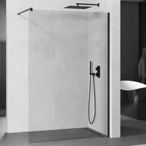 Kioto Black Walk-In Nano univerzális zuhanyfal több méretben, 8 mm vastag vízlepergető biztonsági üveggel, 200 cm magas, Fekete
