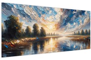 Kép - Napfestmény a víz felett (120x50 cm)