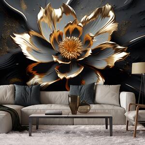 Gario Fotótapéta Gyönyörű fekete-arany virág Anyag: Vlies, Méret: 200 x 140 cm