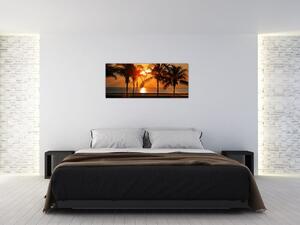 Pálmafa a naplementében képe (120x50 cm)