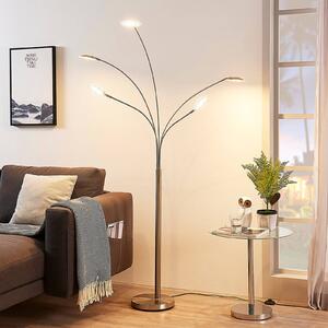 Lindby Anea LED-es állólámpa, 179 cm, 5 lámpás, nikkel színű, Alu / szürke / cink, Nappali / Étkező, fém, Modern