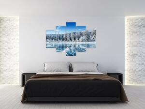 Kép a befagyott tóról és a havas fákról (150x105 cm)