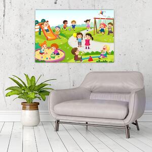 Kép a gyermekek szórakozásáról a homokozóban (90x60 cm)
