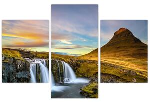 Kép a hegyekről és vízesésekről Izlandon (90x60 cm)