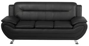 Elegáns háromszemélyes műbőr kanapé fekete színben LEIRA