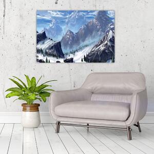 Kép - Festett hegyek (90x60 cm)