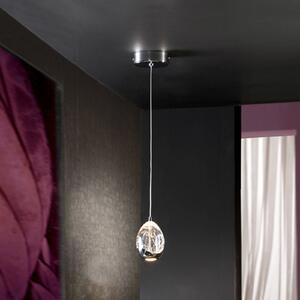 LED-es függőlámpa Rocio, 1-fényű, fém, üveg, króm