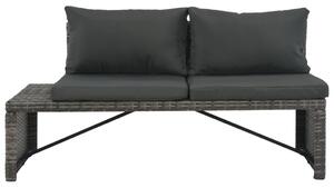 VidaXL 3-részes szürke polyrattan kerti bútorszett párnákkal