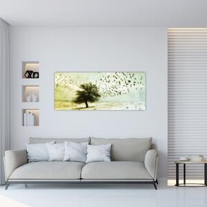 Kép - Festett madárállomány (120x50 cm)