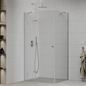 Mexen Roma 110x90 aszimmetrikus szögletes nyílóajtós zuhanykabin 6 mm vastag vízlepergető biztonsági üveggel, krómozott elemekkel, 190 cm magas