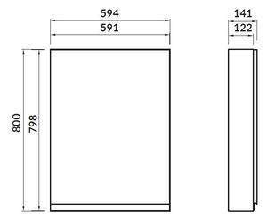 Cersanit - Moduo akasztós szekrény 60cm, szürke fényű, S929-015