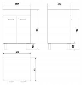 Cersanit Alpina szabadon álló szekrény Iryda mosdókagylóhoz, 60 cm, fehér, S516-011-DSM