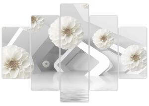 Absztrakt kép fehér virágokkal (150x105 cm)