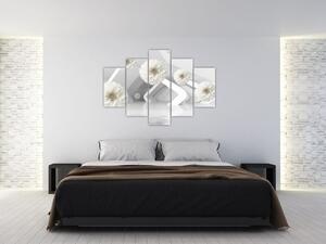 Absztrakt kép fehér virágokkal (150x105 cm)