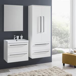 Mereo, Bino, fürdőszoba szekrény magas, dupla, 163 cm, fehér, fehér / tölgy, MER-CN669 Variáns: Bino, kúpeľňová skrinka vysoká, dvojitá, 163 cm, biela