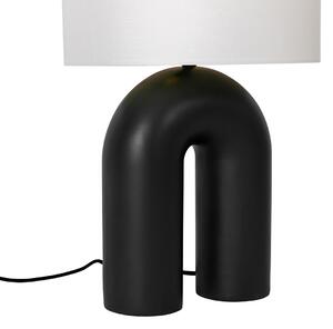 Design asztali lámpa fekete, fehér vászonbúrával - Lotti