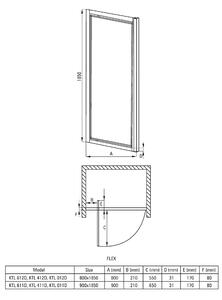 Deante Flex, csuklós ajtó nyitáshoz 80x185 cm, 5mm átlátszó üveg, króm profil, KTL_012D