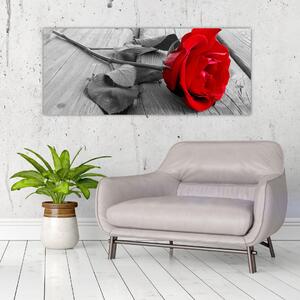 Egy vörös rózsa képe (120x50 cm)