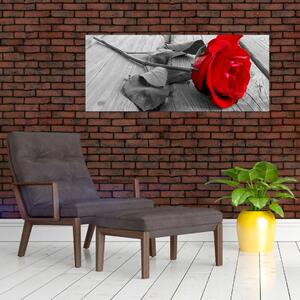Egy vörös rózsa képe (120x50 cm)