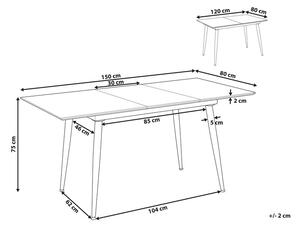 Kihúzható szürke kőhatású étkezőasztal 120/150 x 80 cm EFTALIA