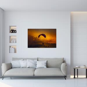 Ejtőernyős a naplementében képe (90x60 cm)