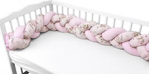 Baby Shop prémium fonott fejvédő kiságyba 220cm - Kis balerina rózsaszín