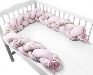 Baby Shop prémium fonott fejvédő kiságyba 220cm - Kis balerina rózsaszín