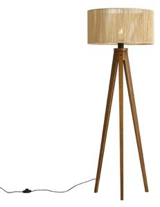 Vintage Fa Állólámpa Bézs Papírkötél Lámpaernyővel 50/50/25 - Tripod Classic