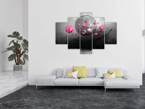 Rózsaszín absztrakt gömbök képe (150x105 cm)