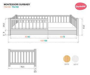 Ourbaby® Montessori fehér 160x70 cm