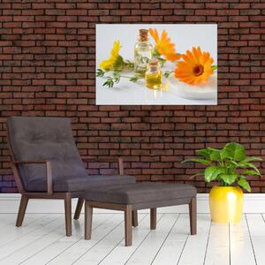 Narancsságra virágok képe (90x60 cm)