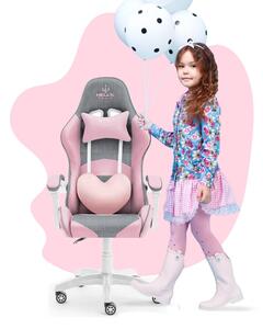 Rainbow gyerek gamer szék rózsaszín-szürke