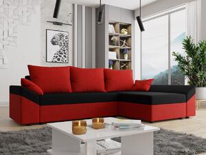 FREDERIK sarok ülőgarnitúra mindennapi alváshoz - piros / fekete