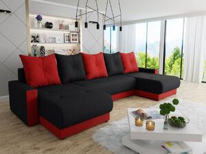 NORRA U alakú kinyitható kanapé - piros / fekete