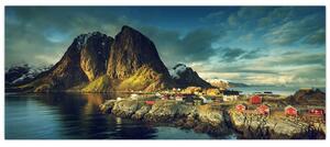 Egy halászati falu képe Norvégiában (120x50 cm)