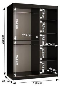 RAISA 1 gardrób szekrény - 120 cm széles, fekete