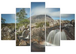 Vízesések és hegyek képe (150x105 cm)