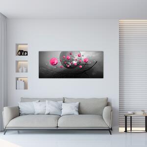 Rózsaszín absztrakt gömbök képe (120x50 cm)