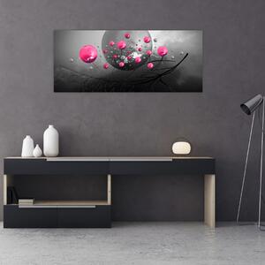 Rózsaszín absztrakt gömbök képe (120x50 cm)