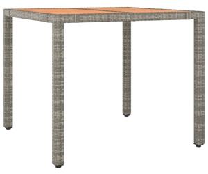 VidaXL szürke polyrattan és tömör akácfa kerti asztal fa asztallappal