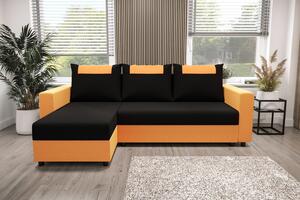 SANVI sarok ülőgarnitúra karfával - narancssárga / fekete