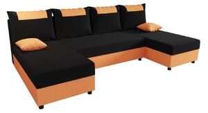 SANVI U-alakú ülőgarnitúra - fekete / narancssárga