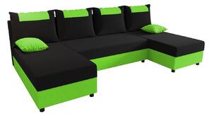 SANVI U-alakú ülőgarnitúra - fekete / zöld
