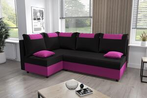 SANVI kinyitható sarok ülőgarnitúra - rózsaszín / fekete