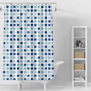 Aqualine, zuhanyfüggöny 180x180cm, vinil, fehér/kék/fekete, ZV036