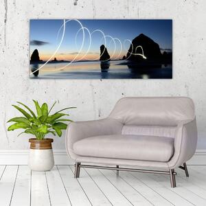 Kép - tengerpart naplementekor (120x50 cm)